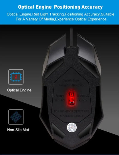 4-Button USB RGB Backlit Ergonomic Gaming Mouse for Desktop Laptop