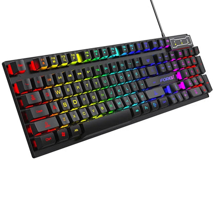 104-Key Wired RGB Gaming Keyboard Mechanical Feel for Windows Laptop PC