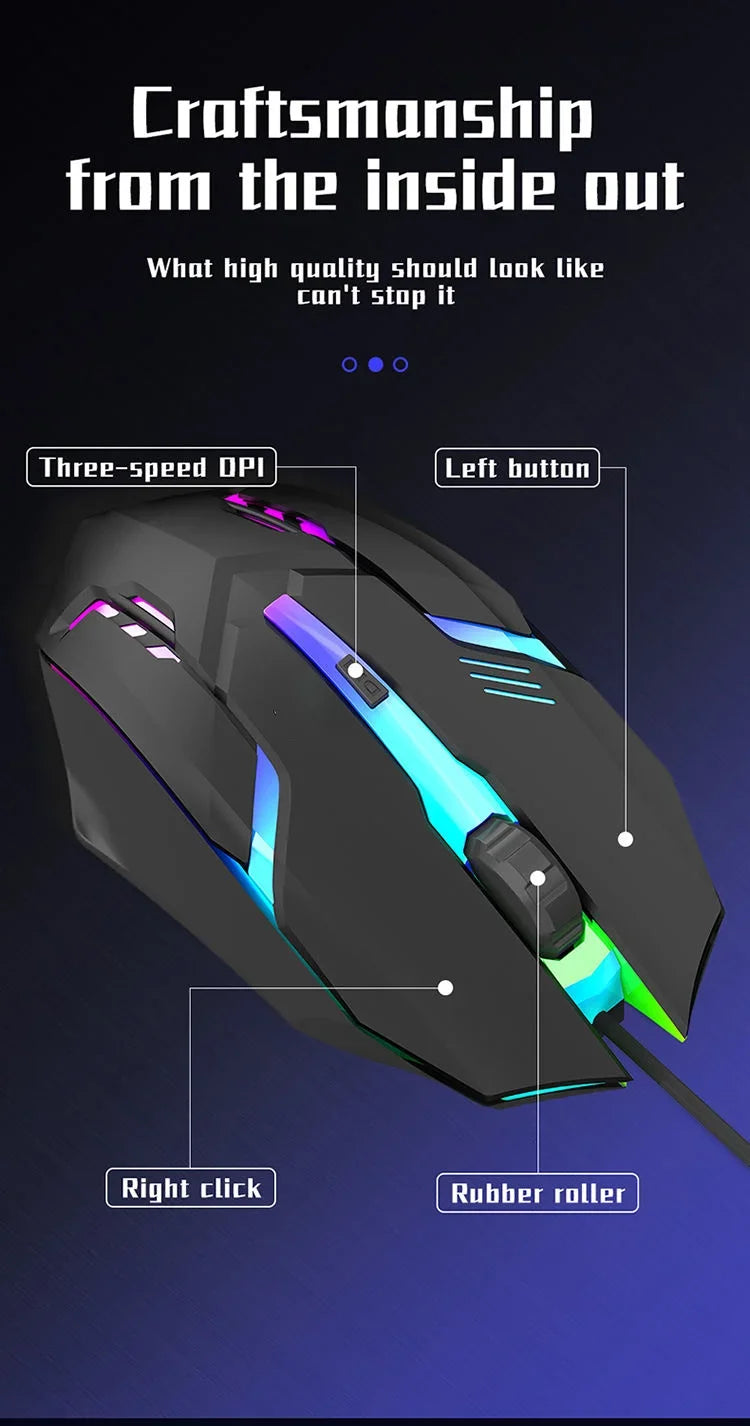4-Button USB RGB Backlit Ergonomic Gaming Mouse for Desktop Laptop