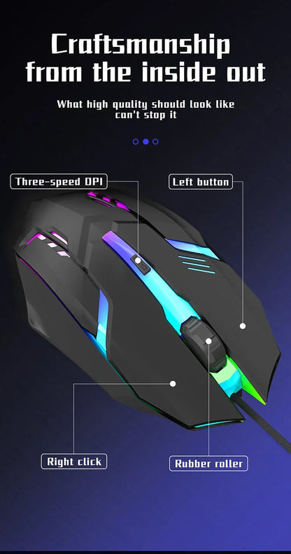 4-Button USB RGB Backlit Ergonomic Gaming Mouse for Desktop Laptop