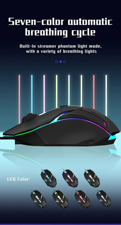 4-Button USB RGB Backlit Ergonomic Gaming Mouse for Desktop Laptop