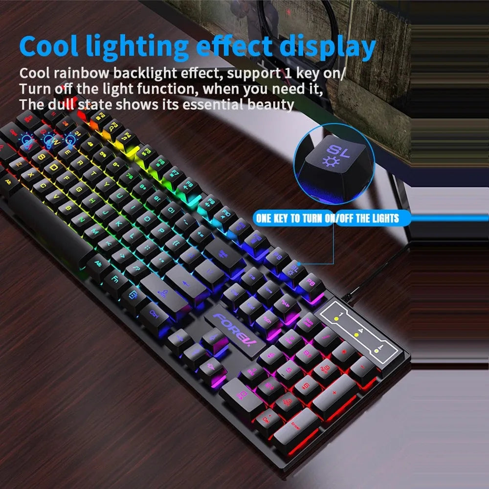 104-Key Wired RGB Gaming Keyboard Mechanical Feel for Windows Laptop PC