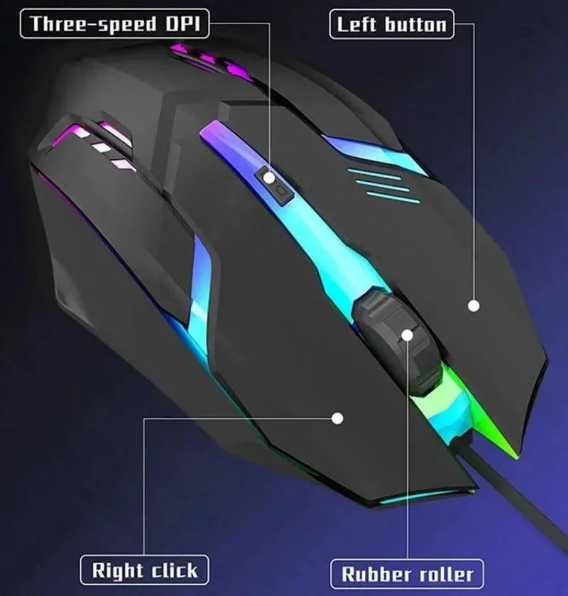 4-Button USB RGB Backlit Ergonomic Gaming Mouse for Desktop Laptop
