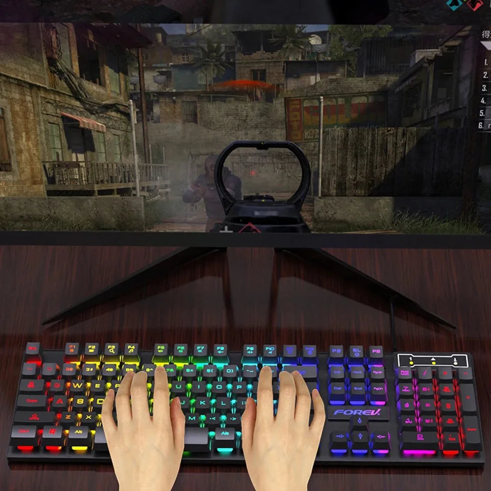 104-Key Wired RGB Gaming Keyboard Mechanical Feel for Windows Laptop PC