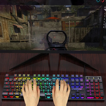 104-Key Wired RGB Gaming Keyboard Mechanical Feel for Windows Laptop PC