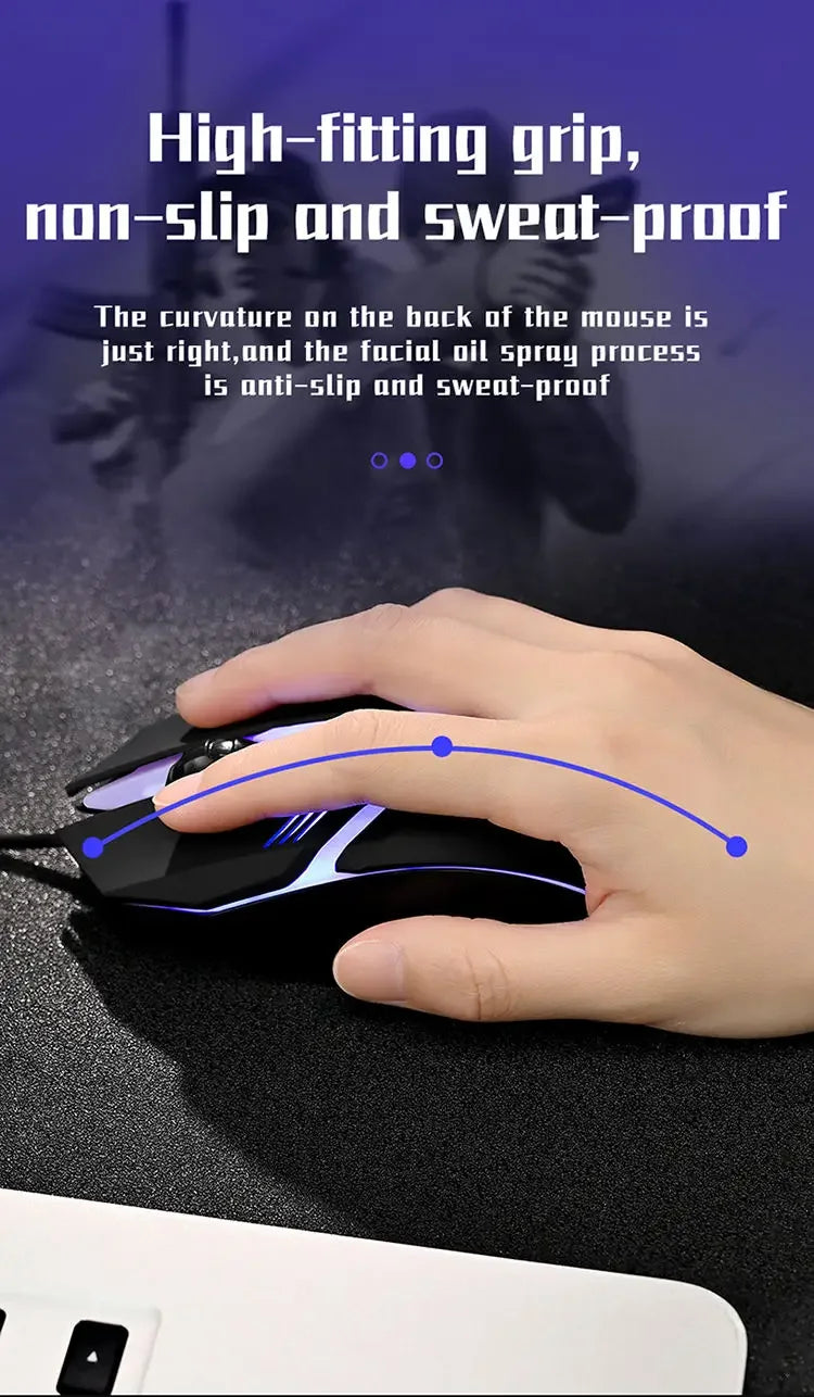 4-Button USB RGB Backlit Ergonomic Gaming Mouse for Desktop Laptop
