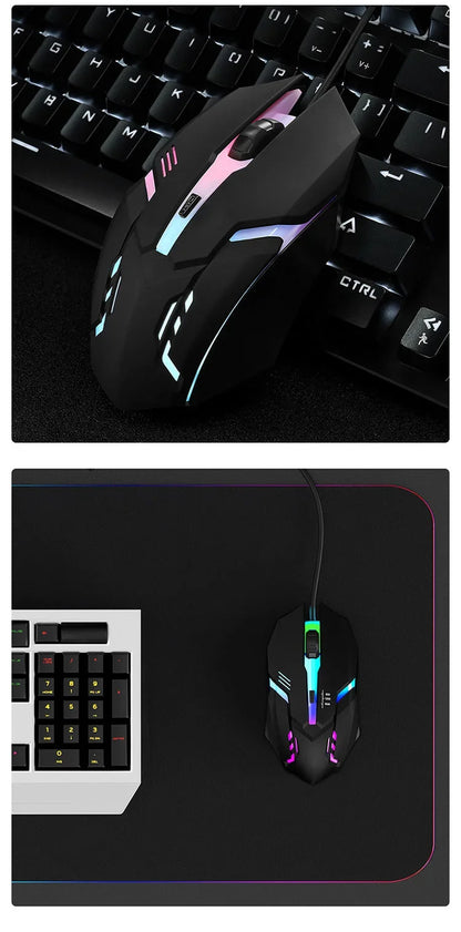 4-Button USB RGB Backlit Ergonomic Gaming Mouse for Desktop Laptop