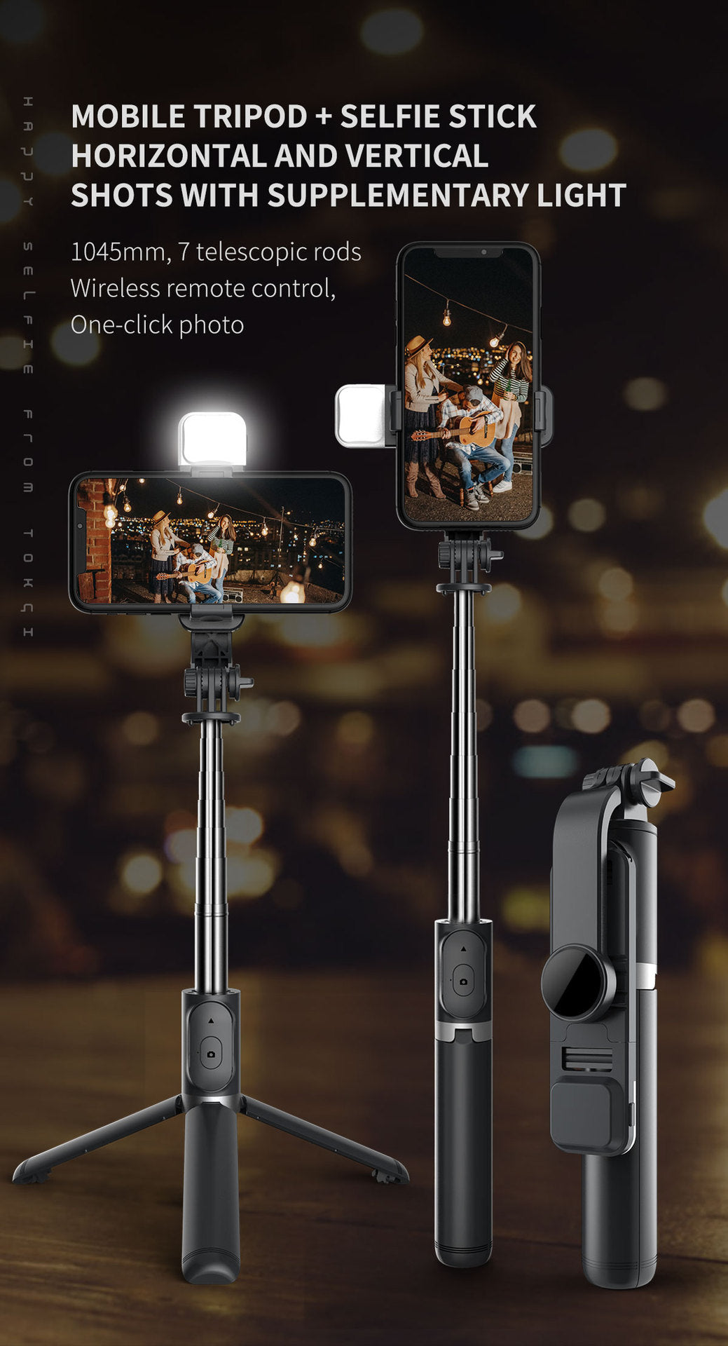 Selfie Stick Tripod Portable And Retractable Bluetooth